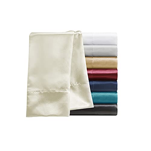 Madison Park Essentials Polyester Solid Satin Pillow Case with Ivory MPE21-917