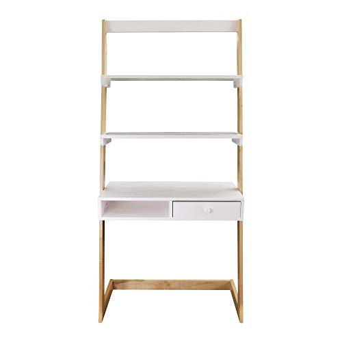 American Trails Freestanding Ladder Desk With Drawer, Natural Maple/White