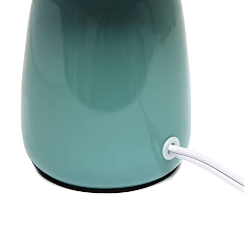 Simple Designs LT1134-SEA 10.04" Tall Traditional Ceramic Thimble Base Bedside Table Desk Lamp w Matching Fabric Shade for Home Decor, Nightstand, Bedroom, Living Room, Entryway, Office, Seafoam