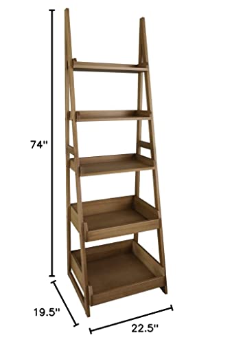 Cascade 5-Shelf Ladder Bookcase - Alpine Gray (318-827)
