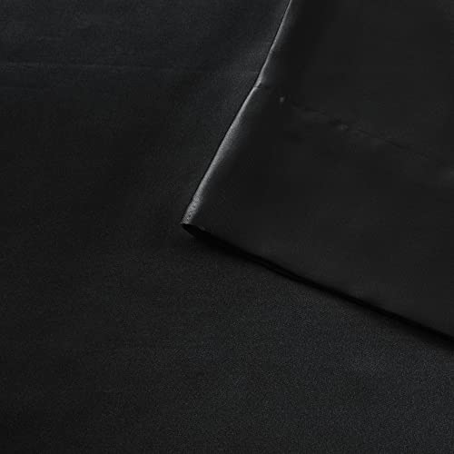 Madison Park Essentials Satin Sheet Set Luxury and Silky with Natural Sheen, Premium 16" Deep Pocket, All Around Elastic - Year-Round Bedding, Full, Black, 6 Piece