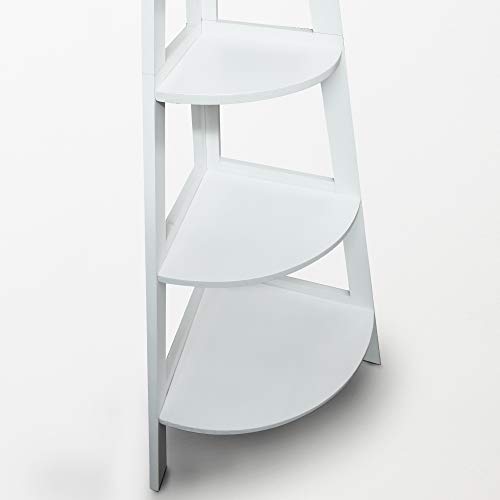 Casual Home 5-Shelf Corner Ladder Bookcase, White (Pack of 1)