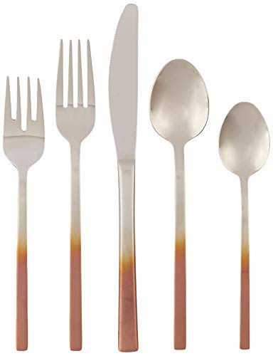 Cambridge Silversmiths Copper Ombre Kelvin Satin Mirror 18/8-20 Flatware Set, 20 Piece