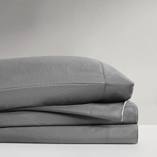 Intelligent Design Microfiber Bed Sheet Set Wrinkle Resistant, Soft Sheets with 12" Pocket, Modern, All Season, Cozy Bedding-Set, Matching Pillow Case, Twin, Charcoal, 3 Piece