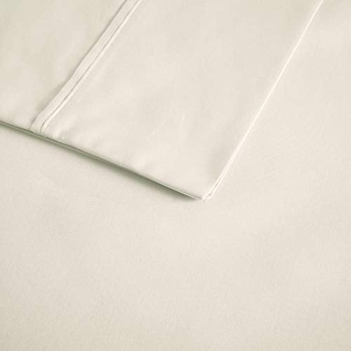 Beautyrest BR 600 TC Cooling Cotton Blend Solid Bed Sheet Set with 16 Inch Deep Pocket, All Season, Soft Bedding-Set, Matching Pillow Case, Queen, Ivory, 4 Piece