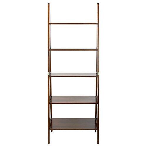 Casual Home 5-Shelf Ladder Bookcase, Warm Brown
