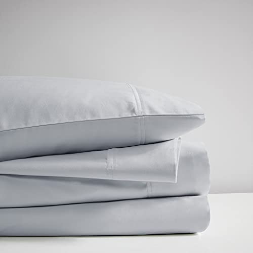 Sleep Philosophy 100% Rayon from Bamboo Bed Sheets Set, Breathable and Lightweight Sheet with 15" Deep Pocket, All Season, Cozy Bedding, Matching Pillow Cases, King, Grey 4 Piece