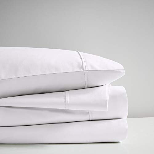 Beautyrest BR 600 TC Cooling Cotton Blend Solid Sheet 16 Inch Deep Pocket Hypoallergenic, All Season, Soft Bedding-Set, Matching Pillow Case, Queen, White 4 Piece,BR20-0987