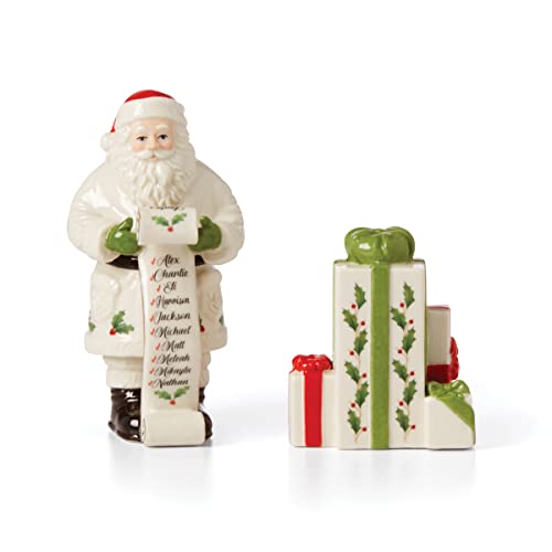 Lenox Holiday Santa Salt & Pepper, 0.53, Red & Green