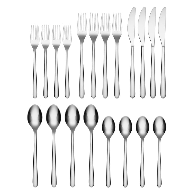 Cambridge Silversmiths Jasper Mirror 20-Piece Flatware Silverware Set, Stainless Steel, Service for 4, Includes Forks/Spoons/Knives
