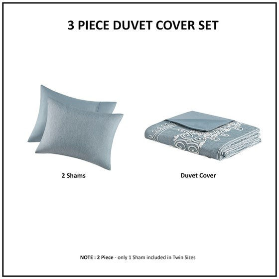 Intelligent Design Bree Embroidered Duvet Cover Set Full/Queen 1 Duvet Cover:88""W x 90""L 2 Standard Shams:20""W x 26""L (2)