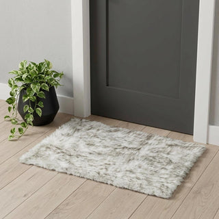 Home Outfitters 2' X 3' Gray And Ivory Faux Fur Area Rug