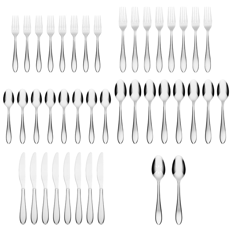 Cambridge Silversmiths Delia Mirror 42-Piece Flatware Set, Service for 8