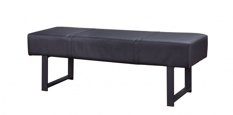 Home Outfitters 17" Black Upholstered Faux Leather Bench