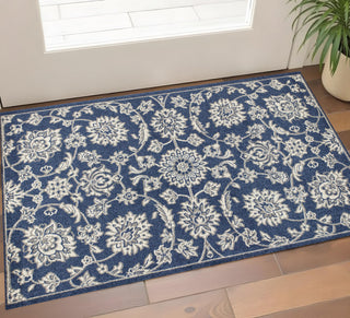 Home Outfitters 2' X 3' Blue and Ivory Area Rug