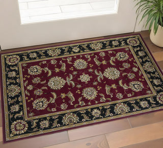 Home Outfitters 2' X 3' Black And Red Area Rug
