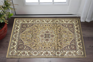Home Outfitters 2' X 3' Beige And Ivory Floral Medallion Area Rug
