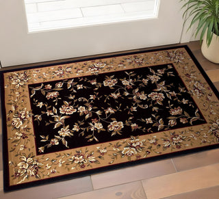Home Outfitters 2' X 3' Beige And Black Area Rug