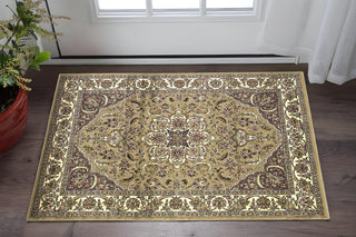 Home Outfitters 2' X 3' Beige And Ivory Floral Medallion Area Rug
