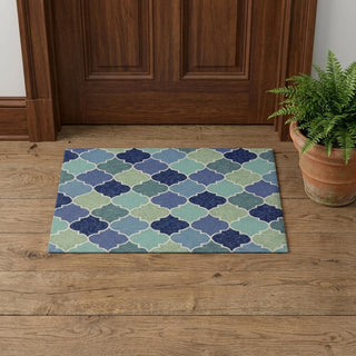 Home Outfitters 2' X 3' Blue Quatrefoil Hand Tufted Area Rug