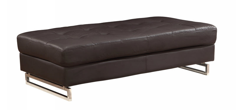 Home Outfitters 63" Brown Faux Leather And Gold Ottoman