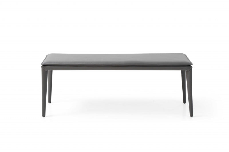 Home Outfitters 47" Gray Upholstered Faux Leather Bench