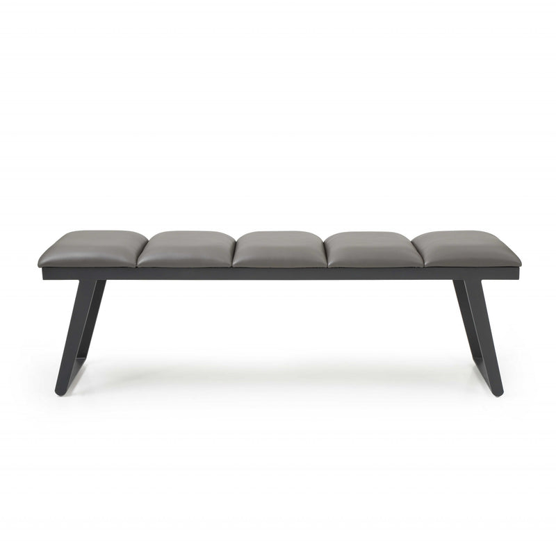 Home Outfitters 57" Gray Upholstered Faux Leather Bench