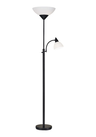 Home Outfitters Torchiere Plus Chairside Floor Lamp In Black Metal