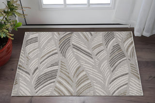 Home Outfitters 2' X 3' Gray Botanical Leaves Area Rug