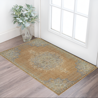 Home Outfitters 2' X 3' Coffee Wool Medallion Area Rug
