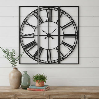  60" Round and Square Industrial Style Wall Clock - front product view