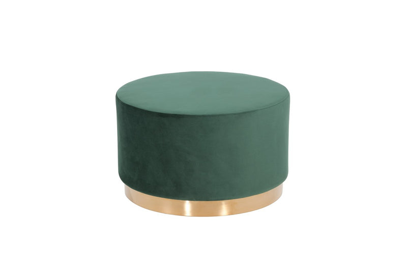 Home Outfitters 24" Green Velvet And Gold Footstool Ottoman