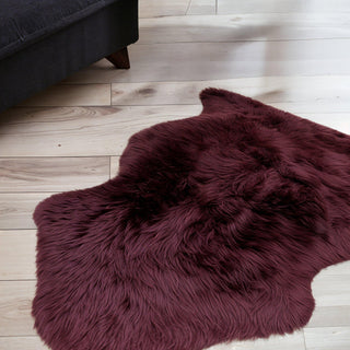 Home Outfitters 2' X 3' Burgundy New Zealand Natural Sheepskin Rug