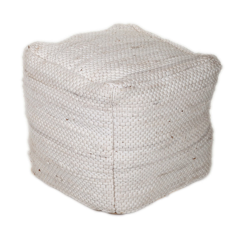 Home Outfitters Chic Chunky White Textured Pouf