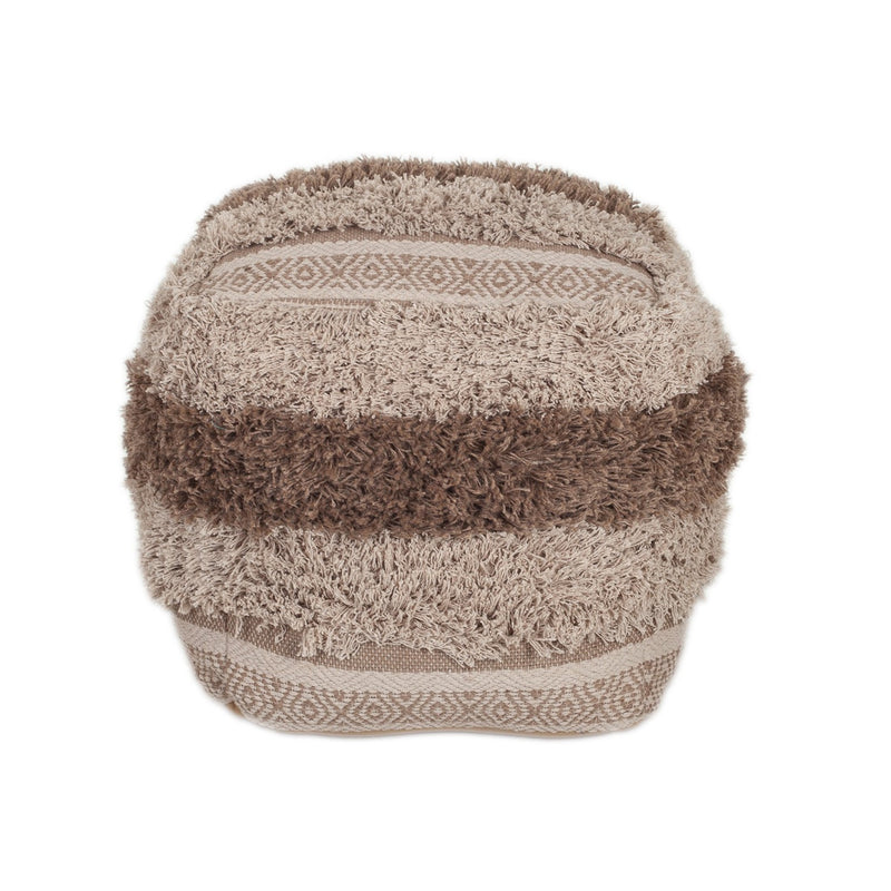 Home Outfitters Boho Shaggy Khaki Textured Pouf