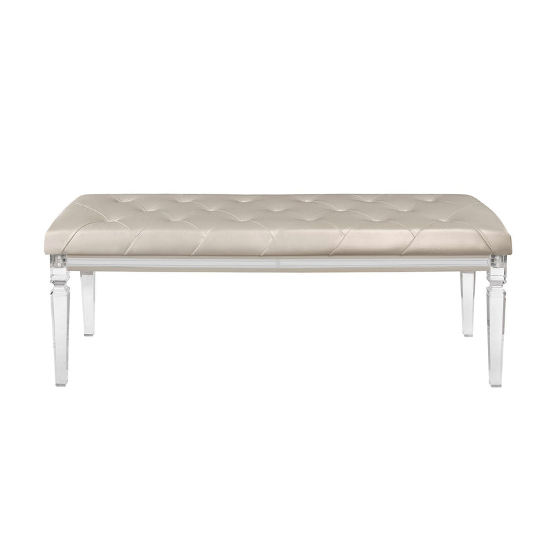 Home Outfitters 54" Champagne and Clear Upholstered Faux Leather Bench