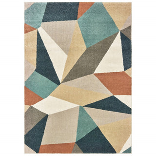 Home Outfitters 2' X 3' Blue Green And Beige Abstract Geometric Area Rug