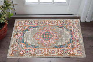 Home Outfitters 2' X 3' Gray And Gold Medallion Distressed Area Rug