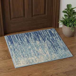 Home Outfitters 2' X 3' Blue And Ivory Abstract Area Rug