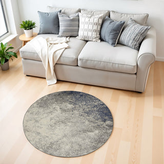 Home Outfitters 4' Gray And Ivory Abstract Round Rug