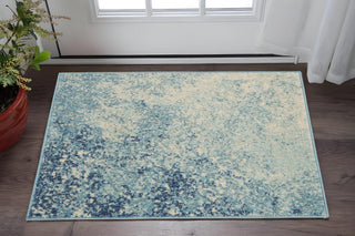 Home Outfitters 2' X 3' Blue And Ivory Abstract Area Rug