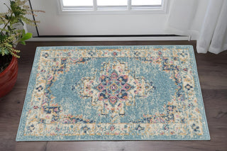 Home Outfitters 2' X 3' Blue And Ivory Southwestern Distressed Area Rug