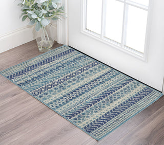 Home Outfitters 2' X 3' Blue And Ivory Striped Area Rug