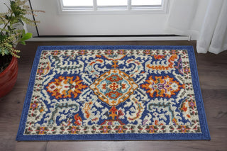 Home Outfitters 2' X 3' Blue And Ivory Oriental Area Rug