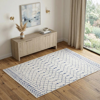 Home Outfitters 4' X 6' Ivory And Blue Geometric Area Rug