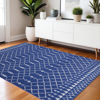 Home Outfitters 4' X 6' Ivory And Blue Geometric Area Rug