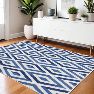 Home Outfitters 4' X 6' Ivory And Blue Geometric Area Rug
