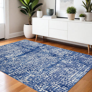 Home Outfitters 4' X 6' Ivory And Blue Geometric Area Rug