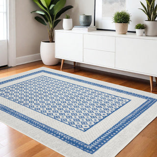 Home Outfitters 4' X 6' Ivory And Blue Geometric Area Rug