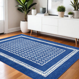 Home Outfitters 4' X 6' Blue And White Geometric Area Rug